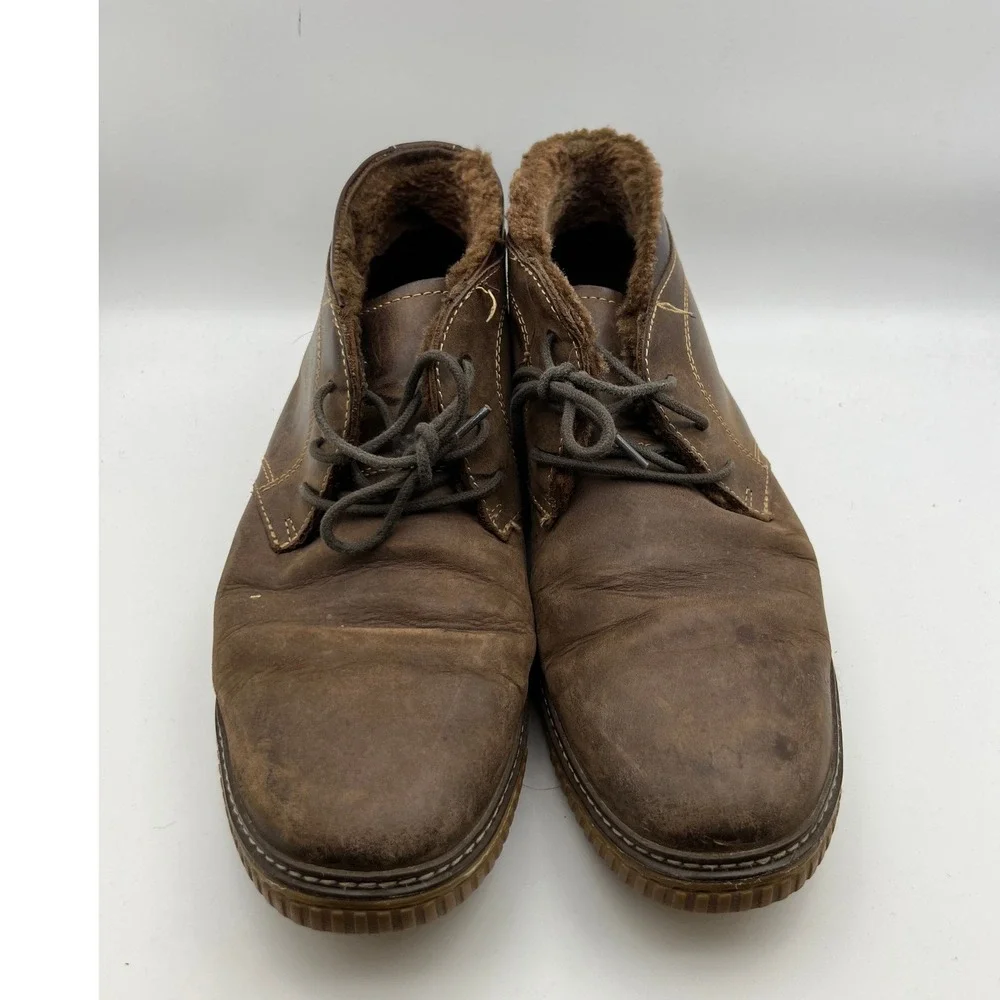 Johnston & Murphy Brown Leather Shearling Lined Chukka Boots Desert Shoes Men 11